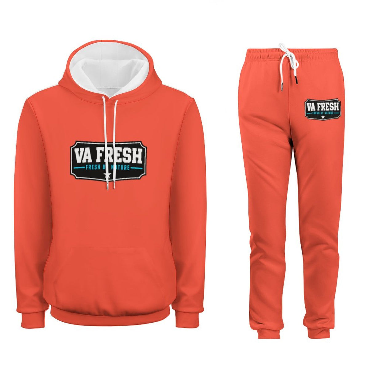 VA FRESH — Fresh By Nature Badge — Hoodie & Jogger Set — Colorful Orange