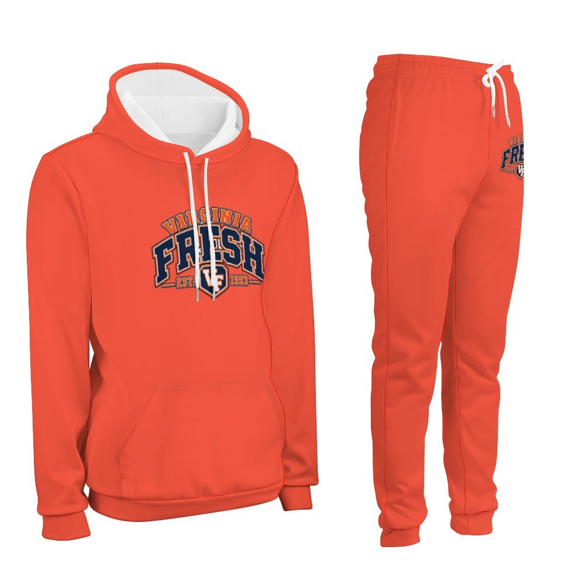VA FRESH — Virginia Fresh / Est. 1993 — Hoodie & Jogger Set — Colorful Orange