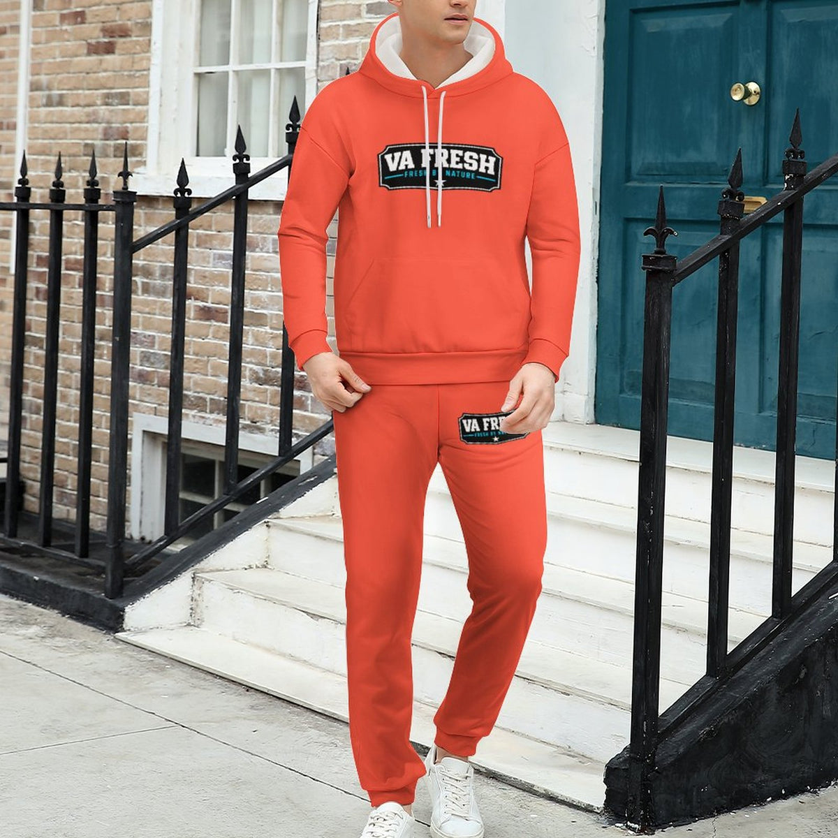 VA FRESH — Fresh By Nature Badge — Hoodie & Jogger Set — Colorful Orange