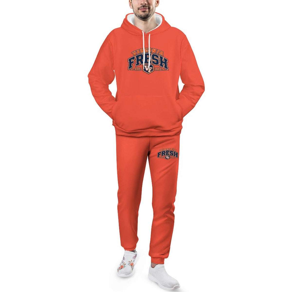 Virginia Fresh / Est. 1993 — Hoodie & Jogger Set in Colorful Orange by VA FRESH, BorNaturals.