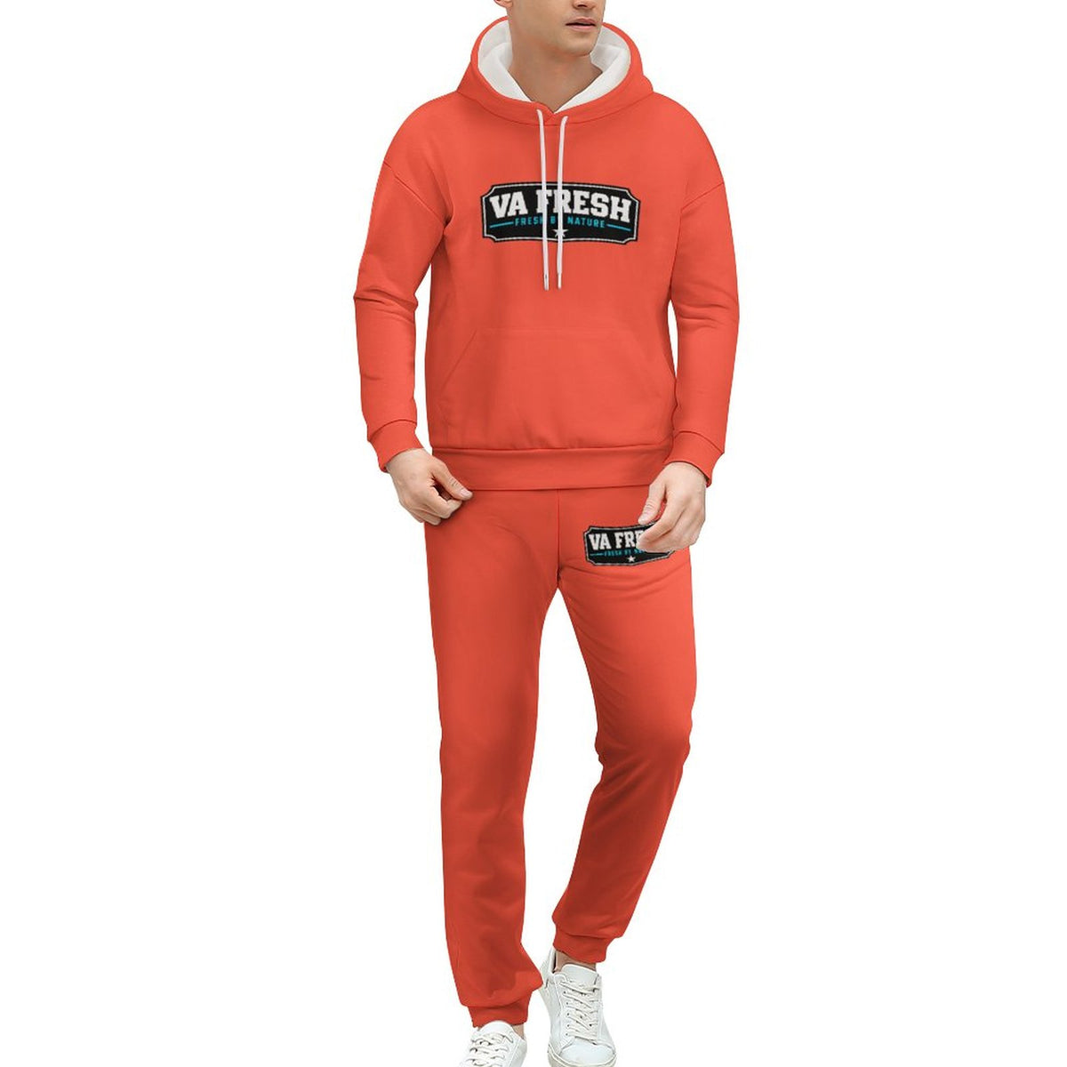 VA FRESH — Fresh By Nature Badge — Hoodie & Jogger Set — Colorful Orange