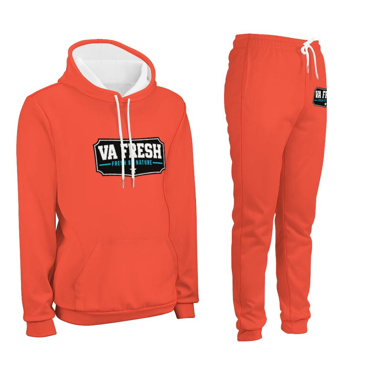 VA FRESH — Fresh By Nature Badge — Hoodie & Jogger Set — Colorful Orange